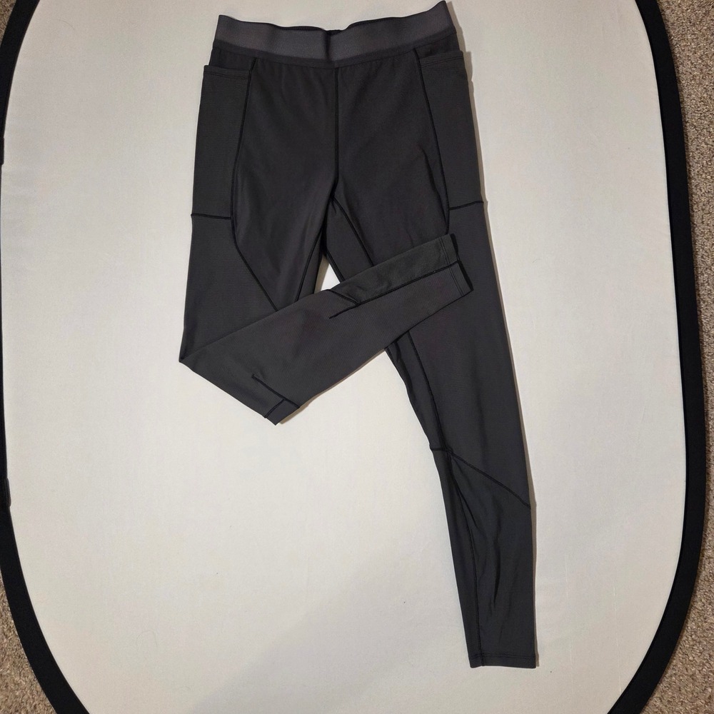 Lululemon Gray Mesh Panel Training Leggings with Pockets Dark Charcoal 28 Inseam
